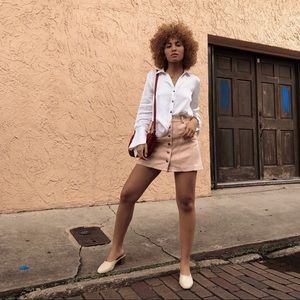🆕 Zara Sz lg Pink Faux Suede Skirt